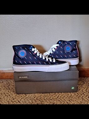 PF Flyers Roland Berry Sneakers with Red, White & Blue Accents Women 10.5 Men 9